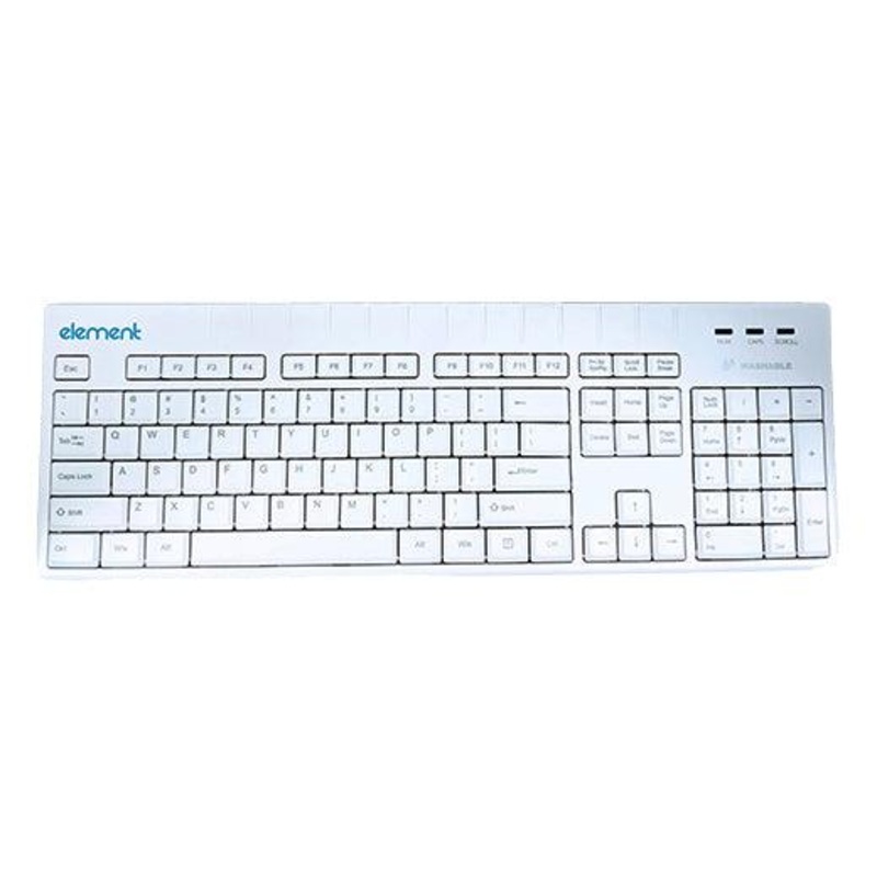 Element Medical Grade Washable Keyboard ECT104-BL, 104 Keys, USB, IP68, White