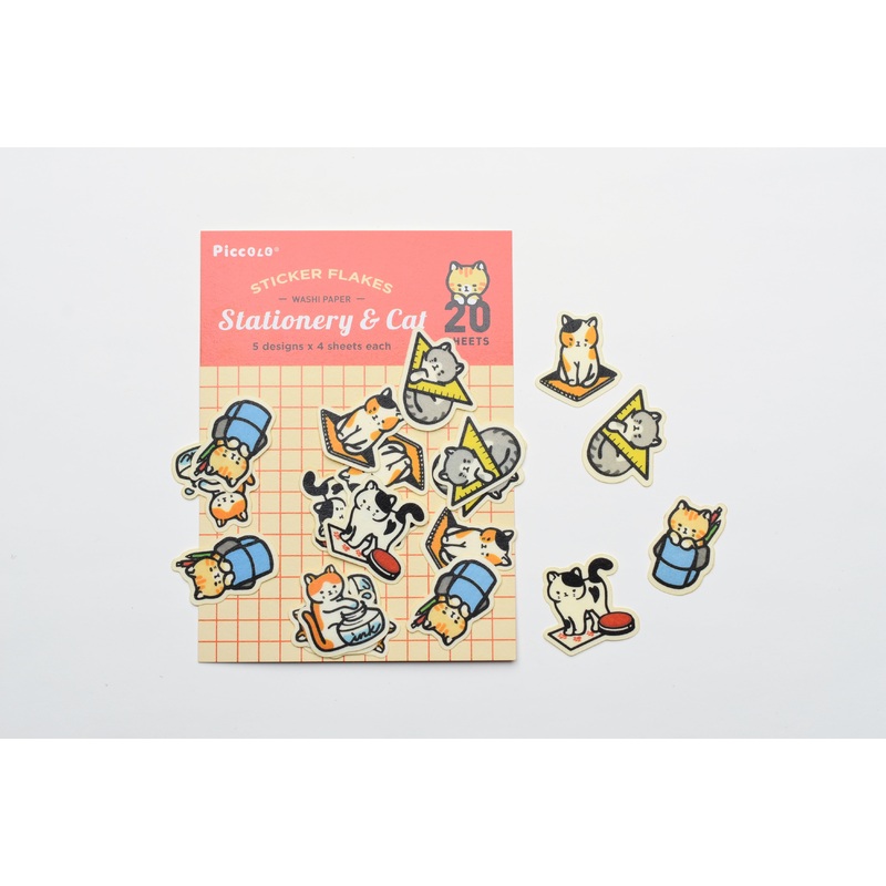Plain Stationery Washi Flake Sticker Stationery and Cat