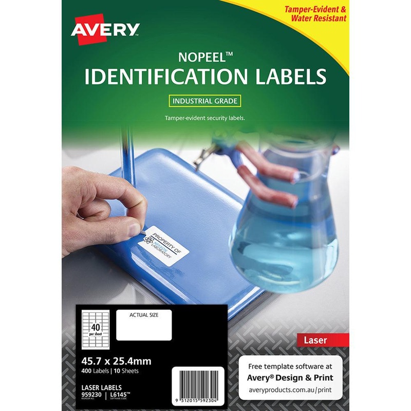 Avery No Peel Label L6145 White 40up 10 Sheets Laser 45.7×25.4mm
