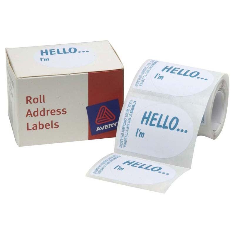 Avery Label Dispenser DMO5843HE Hello I’m 58x43mm 100 Pack