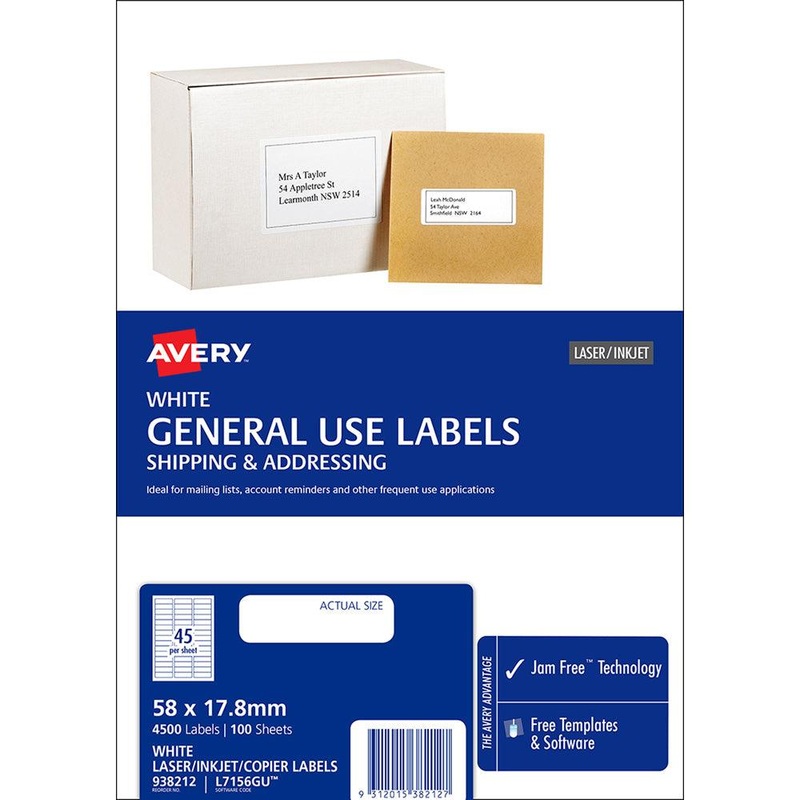Avery Label L7156 General Use 58×17.8mm 45up 100 Sheets