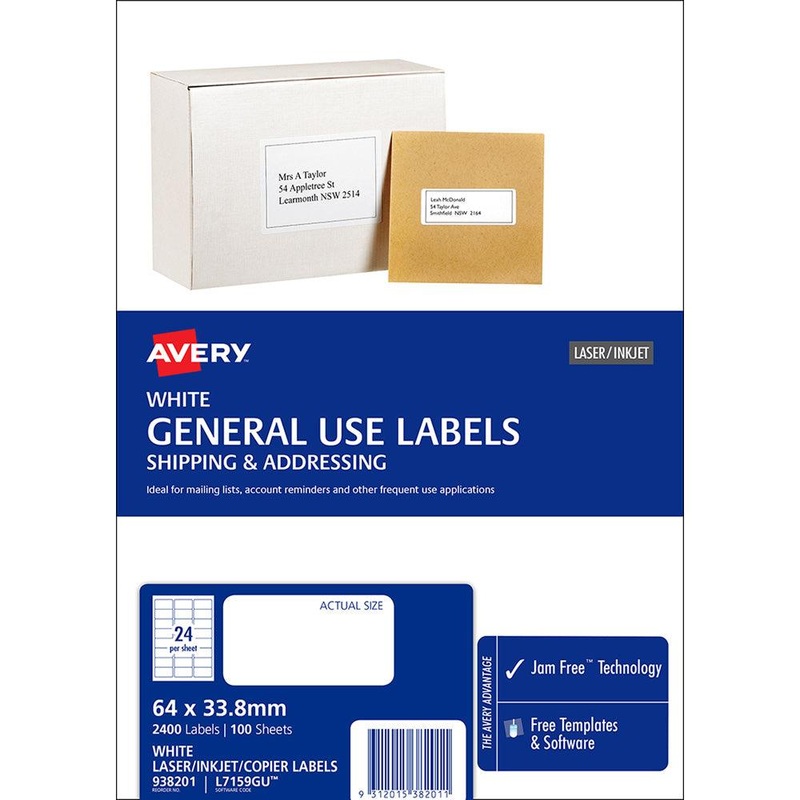 Avery Label L7159 General Use 64×33.8mm 24up 100 Sheets