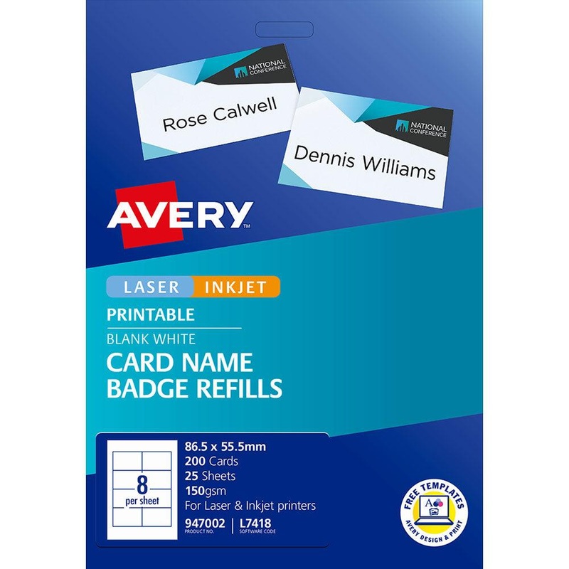 Avery Label L7418-25 Name Badge 86.5×55.5mm 25 Sheets