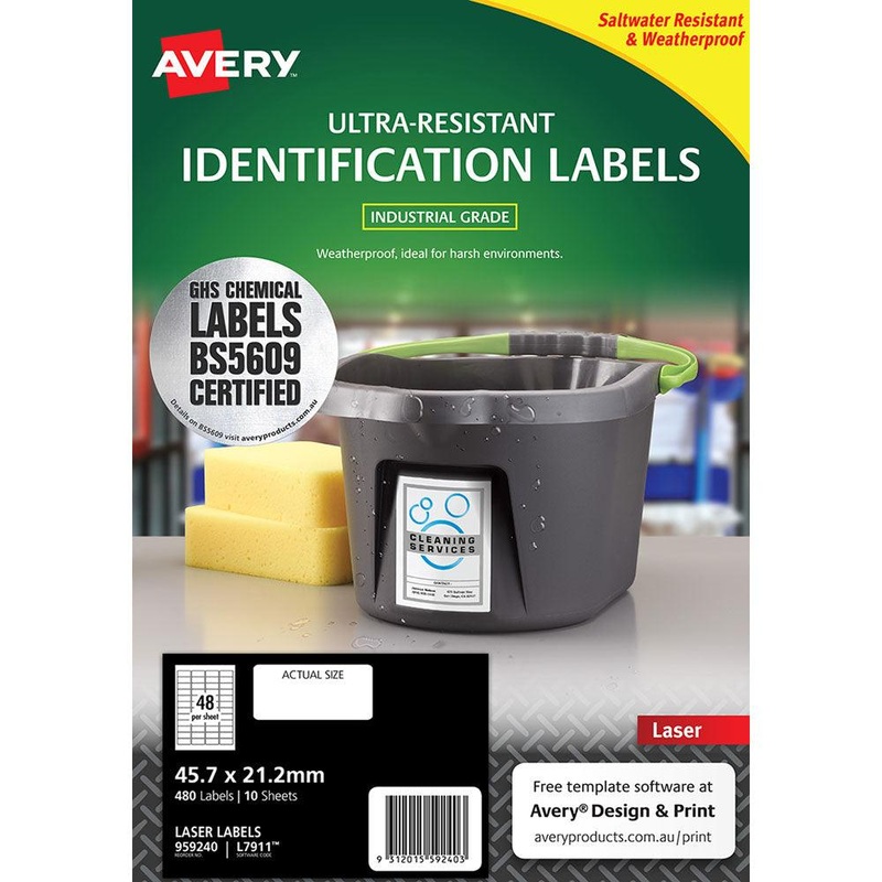 Avery Ultra Resistant ID Label L7911 White Laser 45.7×21.2mm 48up 10 Sheets