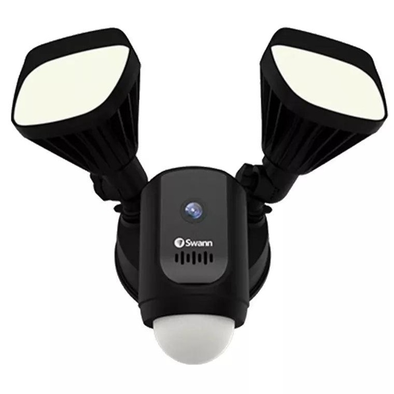 Swann Floodlight Security Camera – Black, 1080p, 2.4GHz Wi-Fi, 75dB Siren, 2500 lumens