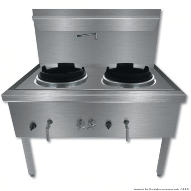 WW-2NC Stainless Steel Waterless Nature Gas Double Wok Chimney Burner