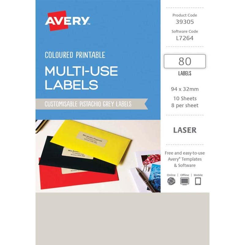 Avery Labels L7264 Pistachio 32×94 A5 8up 10 Sheets