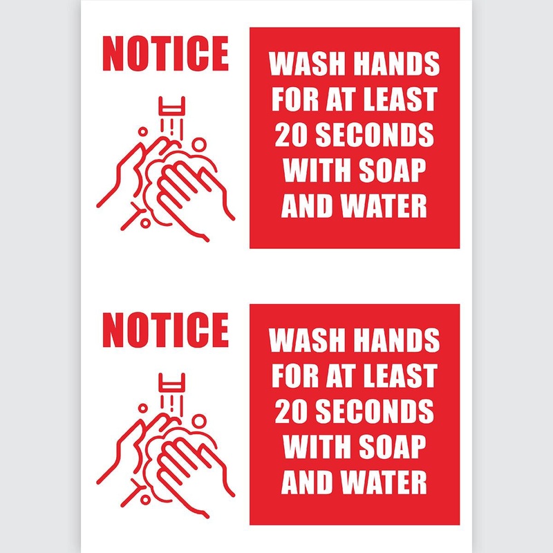 Avery Pre-Printed Self-Adhesive Sign Wash your Hands A4 2up 5 Sheets