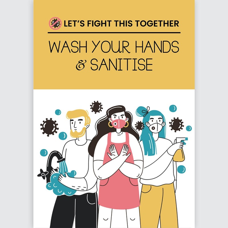 Avery Pre-Printed Self-Adhesive Sign Wash your Hands and Sanitise A4 1up 5 Sheets