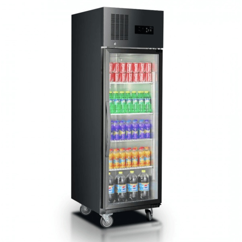 Single Glass Door Upright Fridge Black Stainless Steel – SUCG500B