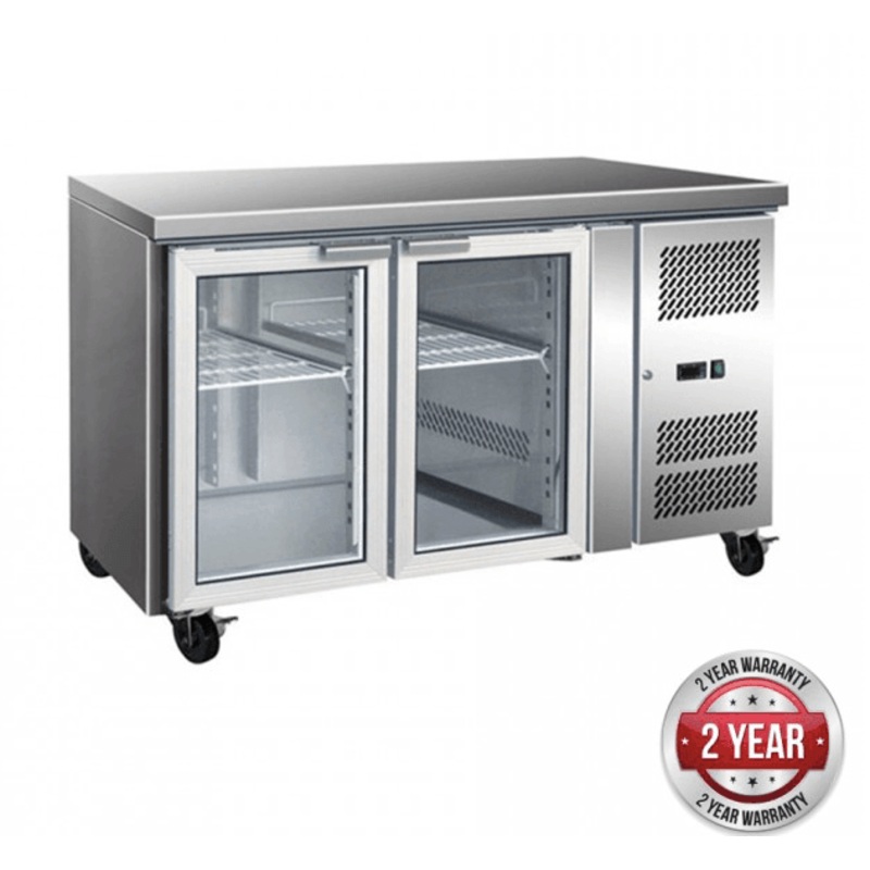2 Glass Door Gastronorm Bench Fridge