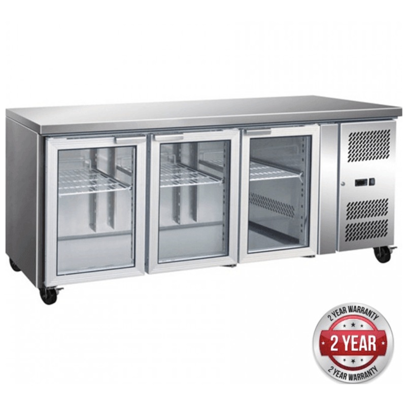 3 Glass Door Gastronorm Bench Fridge
