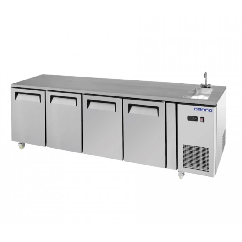 GRAND True Quality Four Door Work Bench Fridge with Sink