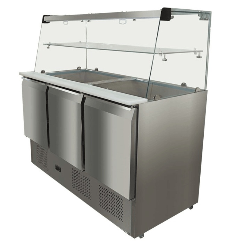 Three Door Compact Workbench Food Sevice Fridge