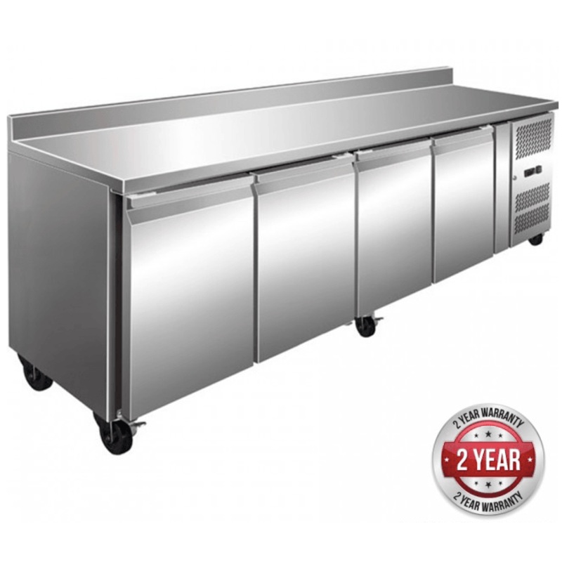 TROPICALISED 4 Door Gastronorm Bench Fridge with Splashback