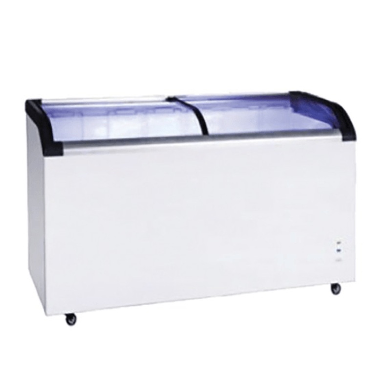 Two glass sliding lids chest freezer with castors – ST445