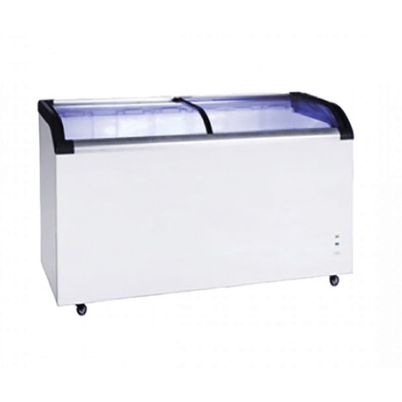 Two glass sliding lids chest freezer with castors – ST545