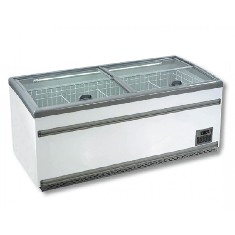 ZCD-L210S Supermarket Island Dual Temperature Freezer & Chiller with Glass Sliding Lids