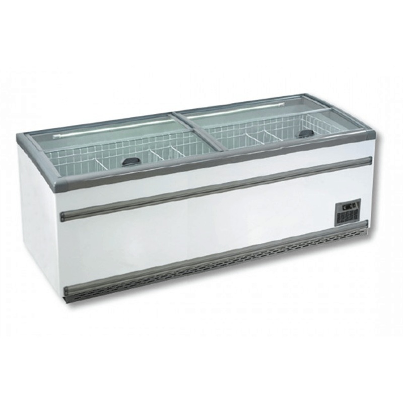 ZCD-L250S Supermarket Island Dual Temperature Freezer & Chiller with Glass Sliding Lids