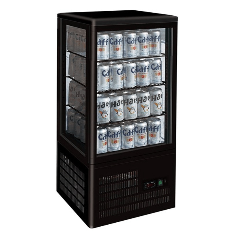 Four-Sided Countertop Display Fridge Black