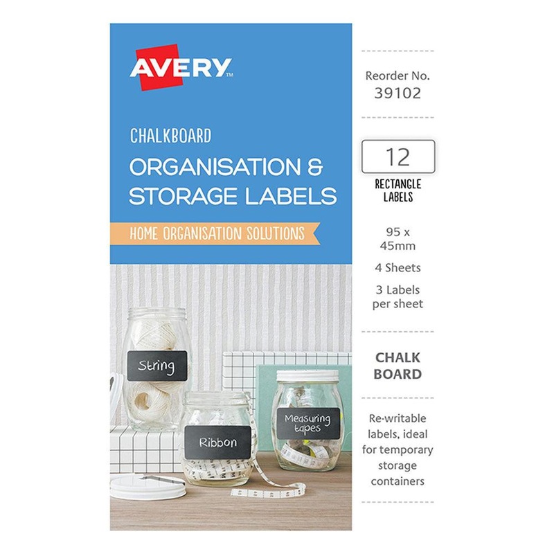 Avery Chalkboard O&S Labels – A6 Rect 95x45mm 12up 4 Sheets