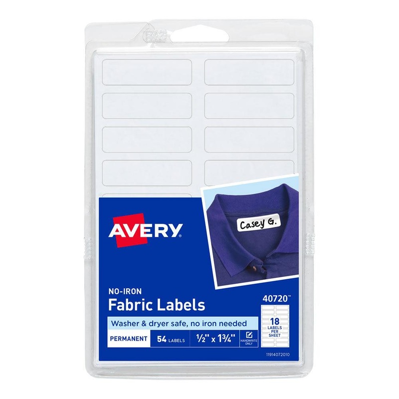 Avery No Iron Fabric Labels – A6 45x13mm 18up 54 Pack