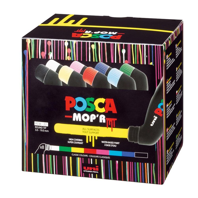 Uni Posca Marker 3-19mm MOP’R 8 Piece Asstd PCM-22