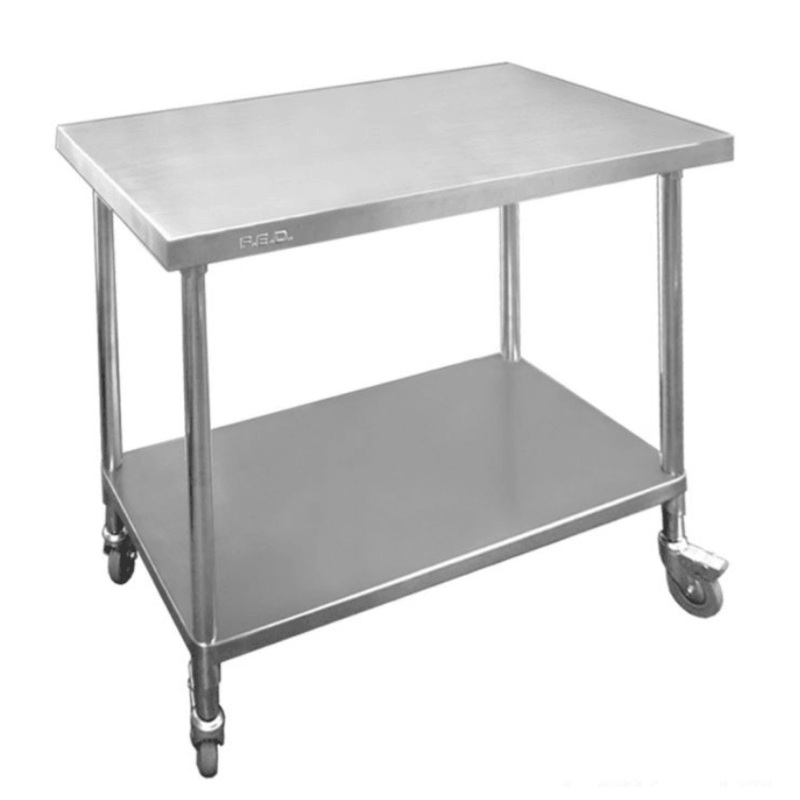 Premium Stainless Steel Mobile Workbench With Castors 700mm Deep