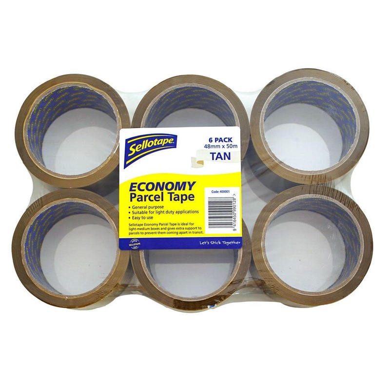 Sellotape Economy Parcel Tape Tan 6 Pack