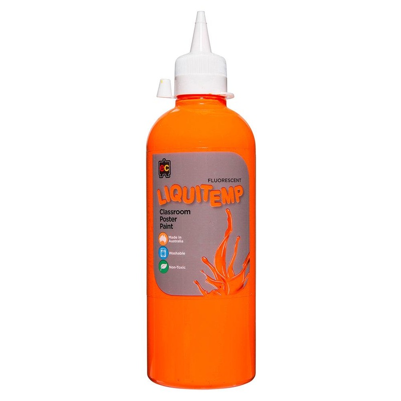 Fluoro Liquitemp Poster Paint 500ml Orange