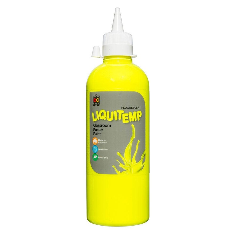 Fluoro Liquitemp Poster Paint 500ml Yellow