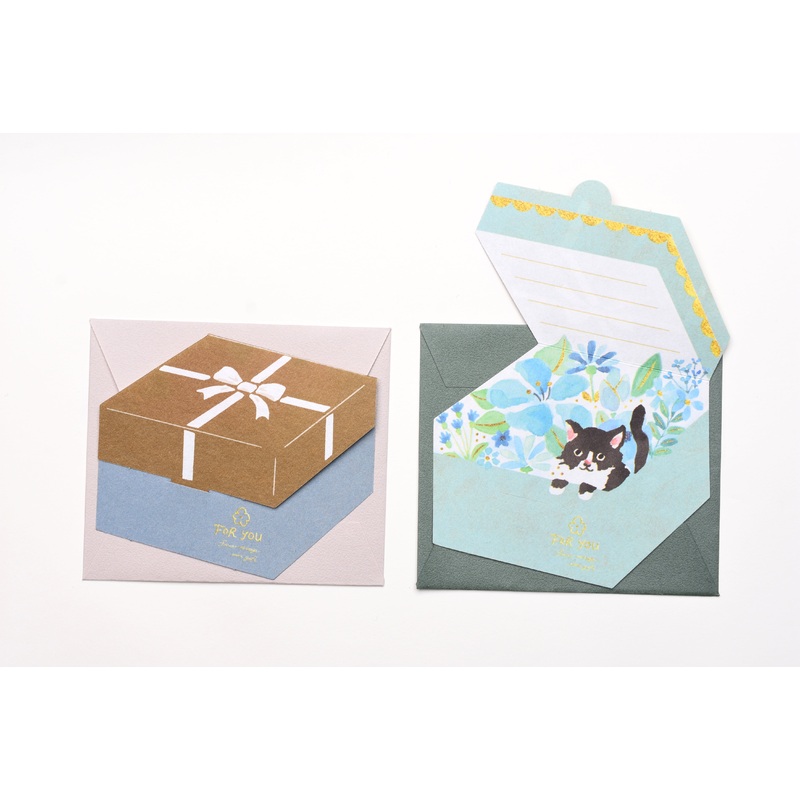 Furukawa Paper Cat Gift Box Mini Die Cut Letter Set