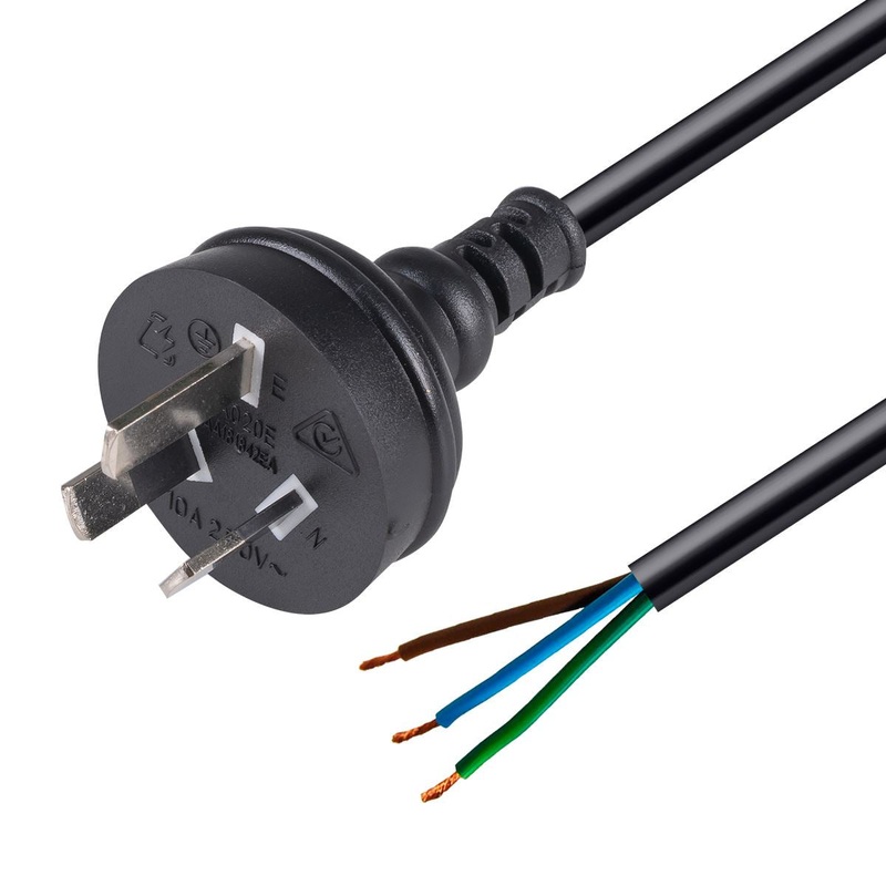 DYNAMIX 2M 3-Pin Plug to Bare End, 3 Core 0.75mm Cable, Black Colour, SAA Approved.