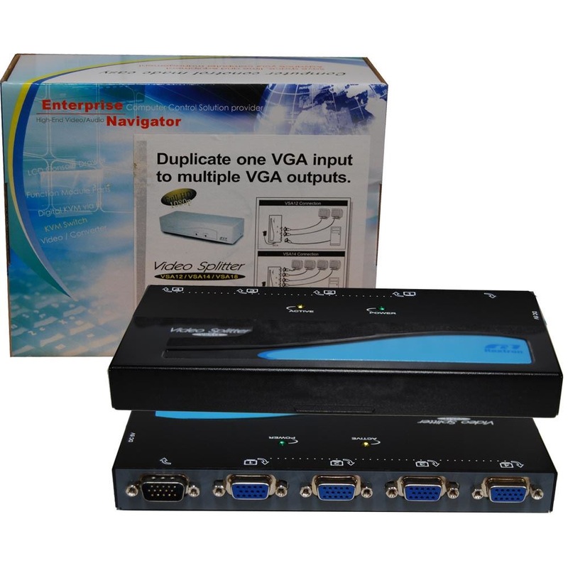 REXTRON 1 to 4 VGA Monitor Multiplexer 350MHz (5V DC Power Adapter included).