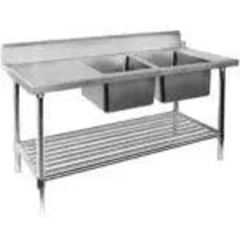 DSBD7-2400R/A Right Inlet Double Sink Dishwasher Bench
