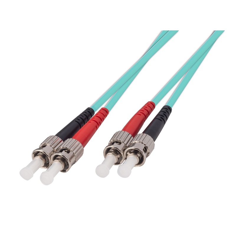 DYNAMIX 0.5M 50u ST/ST OM3 Fibre Lead (Duplex, Multimode) Aqua LSZH Jacket