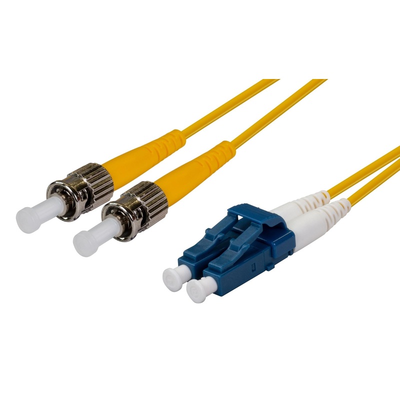 DYNAMIX 0.5M 9u LC/ST Duplex Single Mode G657A1 Bend Insensitive Fibre Lead. Yellow LSZH Jacket