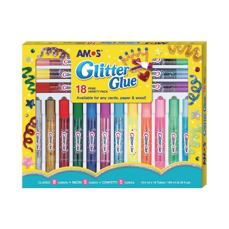 Amos Glitter Glue Pack 18 10×10.5ml