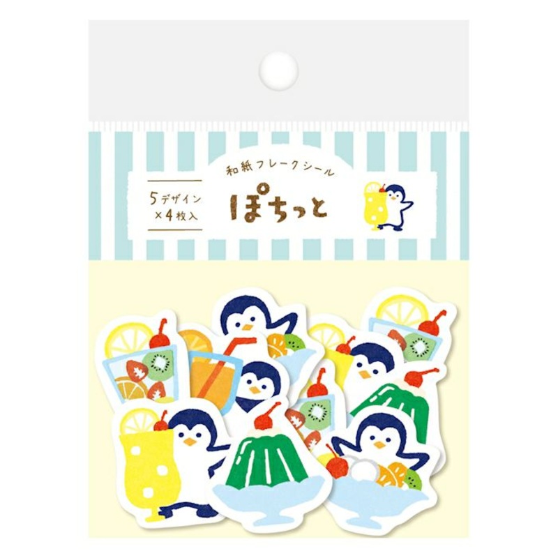 Furukawa Paper “Pochitto” Flake Sticker – Penguins & Cold Treats