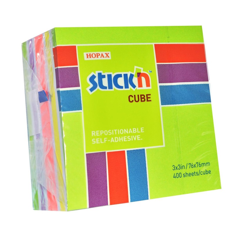 Stick’n Cube 76x76mm 400 sheets Lime & Assorted Neon