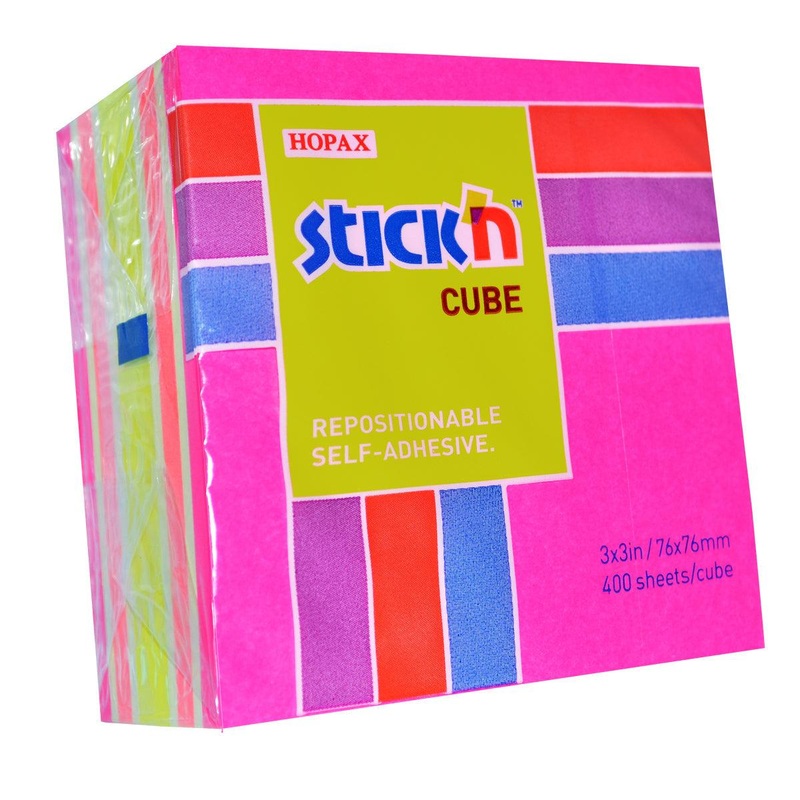Stick’n Cube 76x76mm 400 sheets Magenta & Assorted Neon