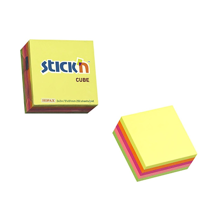 Stick’n Note Cube 51x51mm 250 Sheets Neon