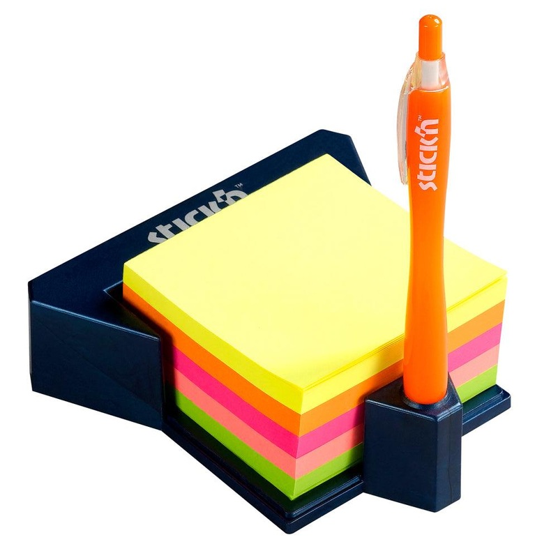 Stick’n Note Cube with Holder 76x76mm 400 Sheets Pastel Neon Mixed
