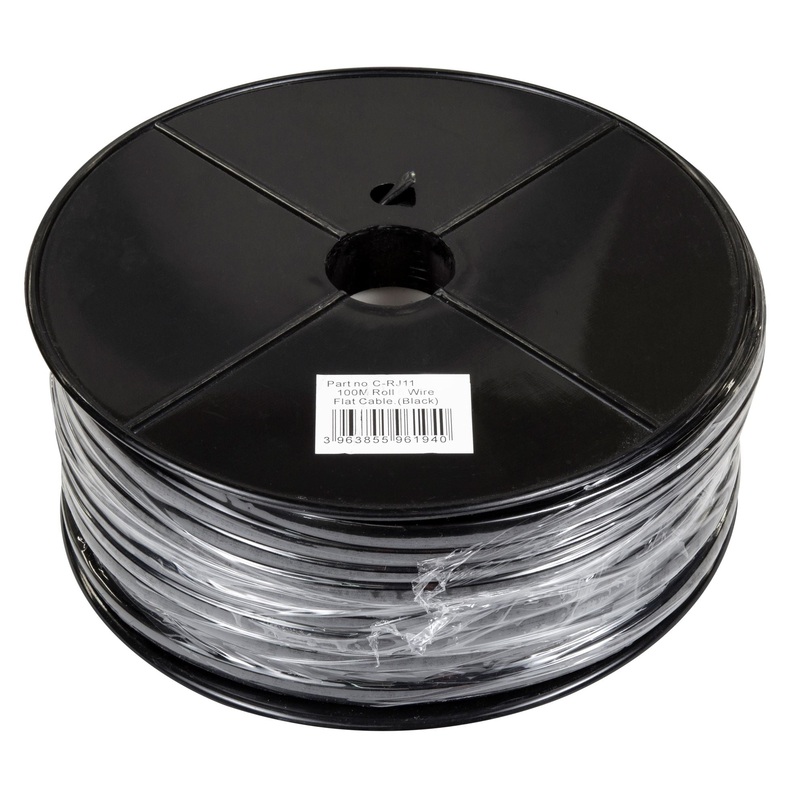 DYNAMIX 100m Roll 6-Wire Flat Cable 28 AWG, Black colour