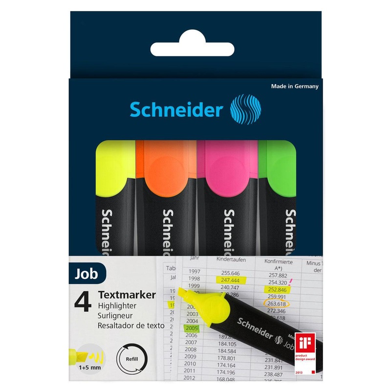 Schneider Highlighter Job assorted Wallet 4 pieces
