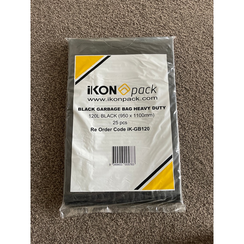 Black 120L (950x1100mm)heavy duty garbage bag,25 pieces