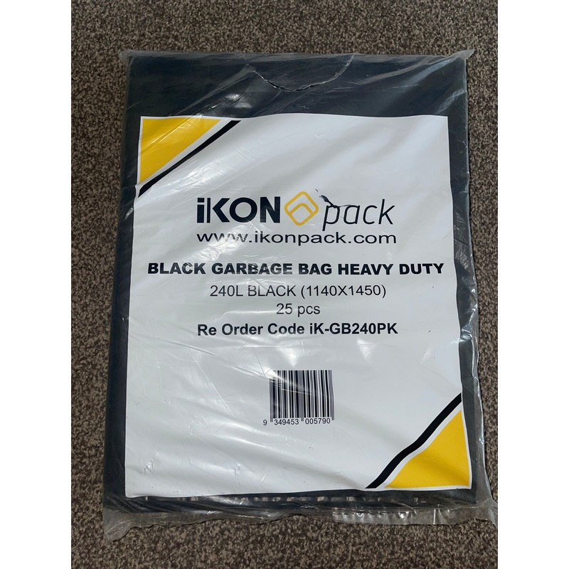 Black 250L (1140×1450) heavy duty Garbage bag,25 pieces