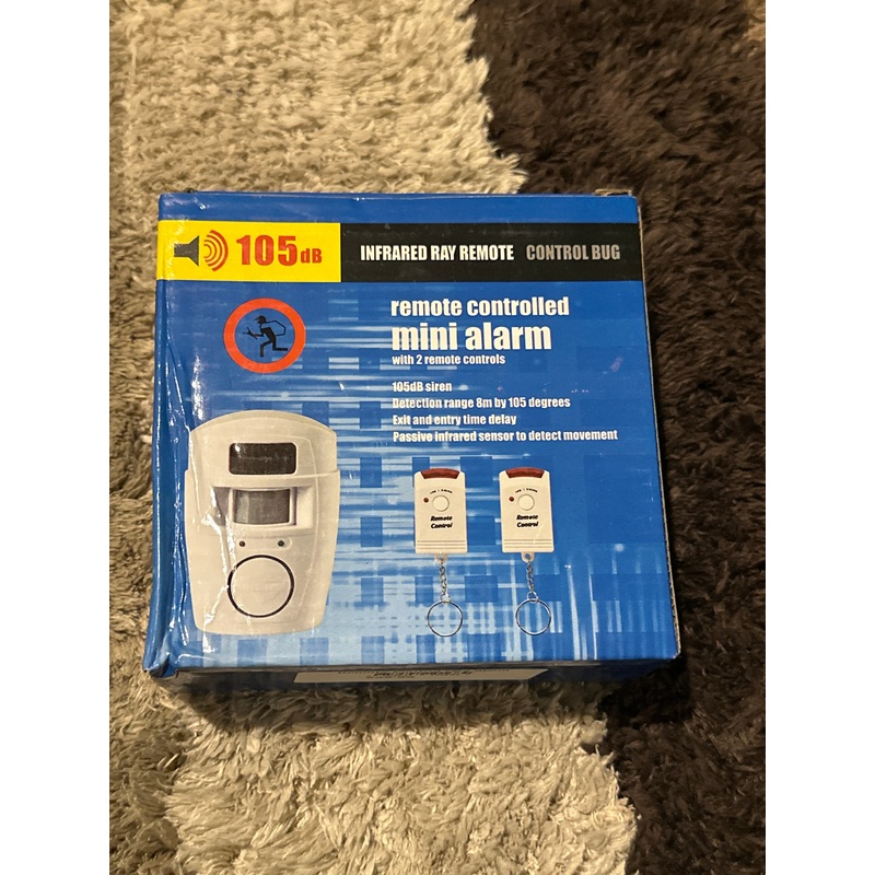 Infrared Ray Remote-Controlled Mini Alarm – 105dB with 2 Remote Controls