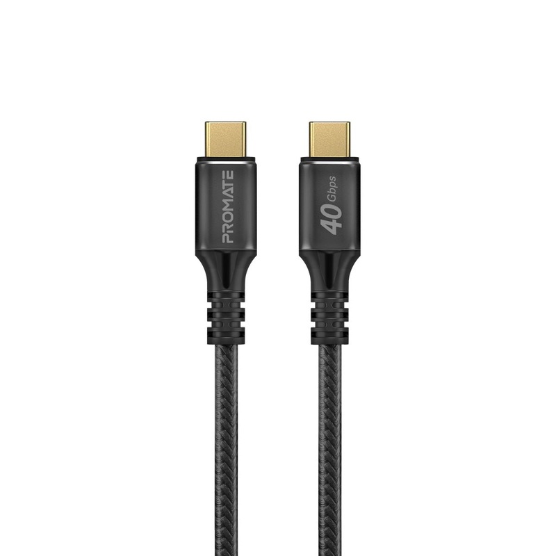 PROMATE 2M USB-C to USB-C Cable. Supports Thunderbolt 3, 240W Super Speed Fast Charging, 40Gbps Data, & 8K@60Hz Res. Nylon Braided. Protects Against Over Charging. Black Colour.