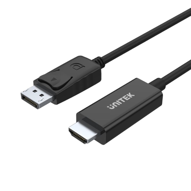 UNITEK 1.8m DisplayPort to HDMI Cable. Supports FHD up to 1920×1200 PC & HDTV up to 1080P. Audio & Visual Pass-through. Black Colour.